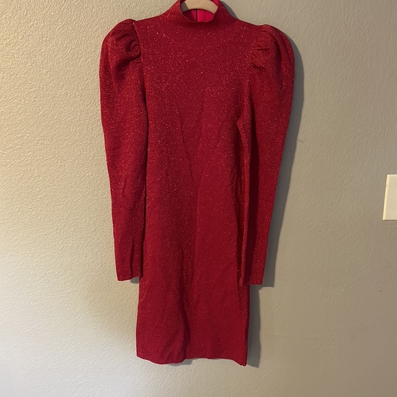 ALICE + OLIVIA Issa Puff-Sleeve Minidress in Wild Pink Metallic - NWT - Picture 7 of 13